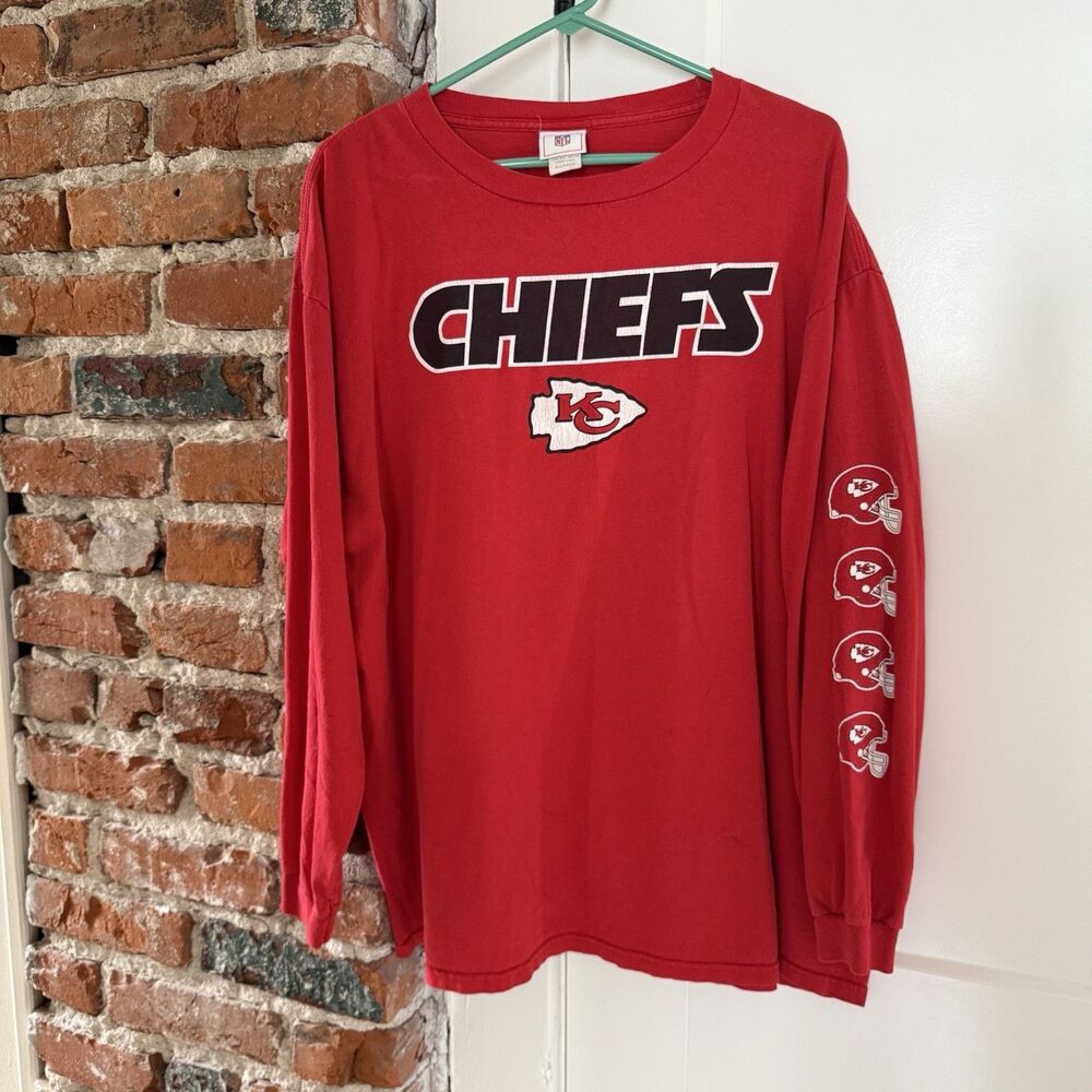 Vintage 90s Kansas City Chiefs Long Sleeve T-Shirt Men’s Size XL NFL Arm Detail